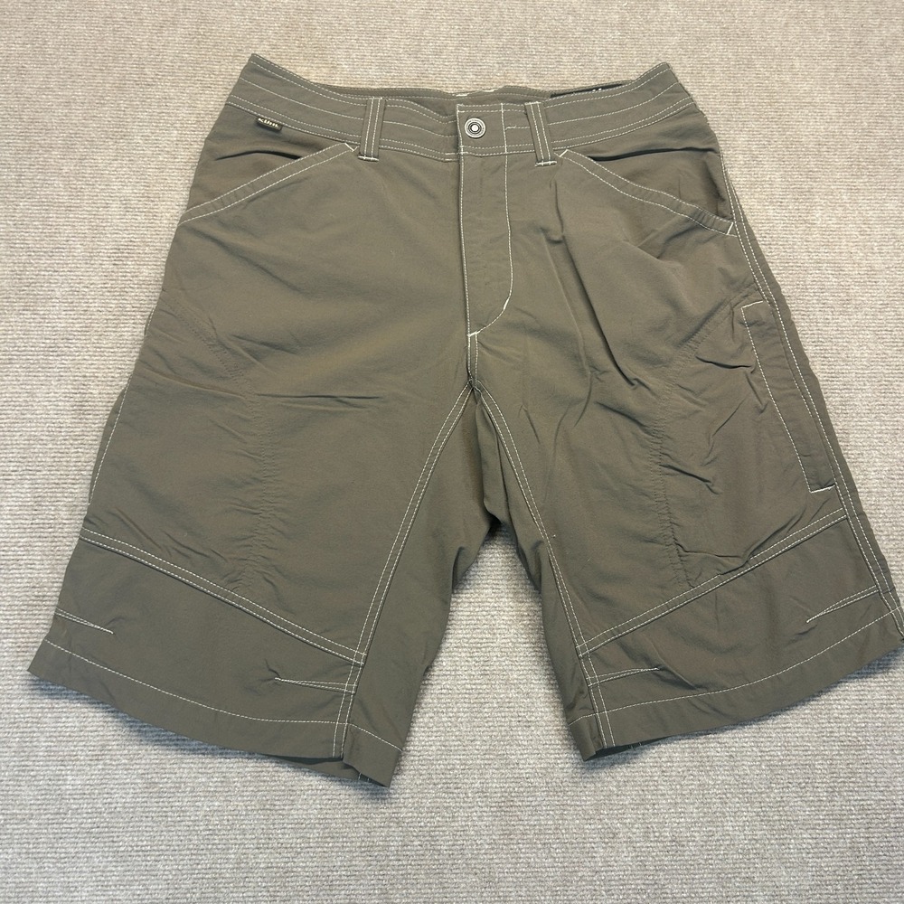 KUHL Hiking Shorts 12" Men's 30 Olive Brown Performance Nylon Adventure Cargo